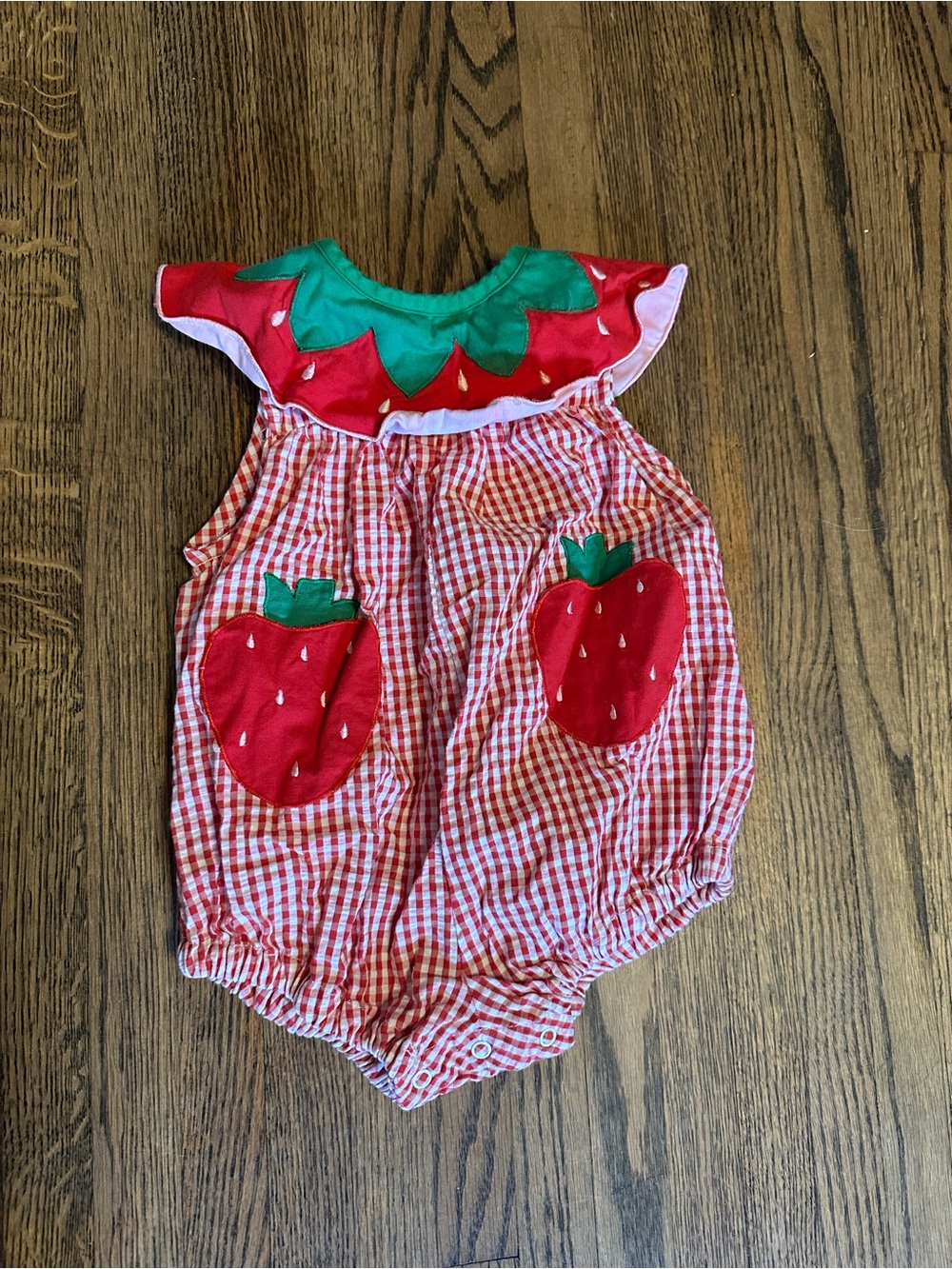 Carters Red Strawberry Gingham Baby Romper vintage